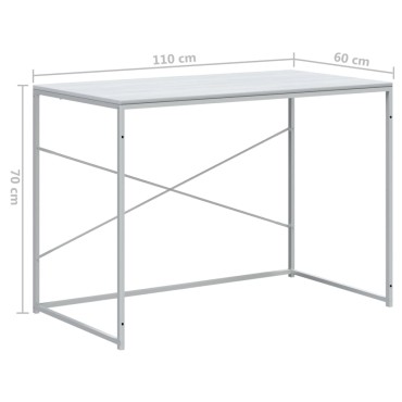 vidaXL Γραφείο Υπολογιστή Λευκό 110x60x70cm από Επεξ. Ξύλο 1 τεμ.