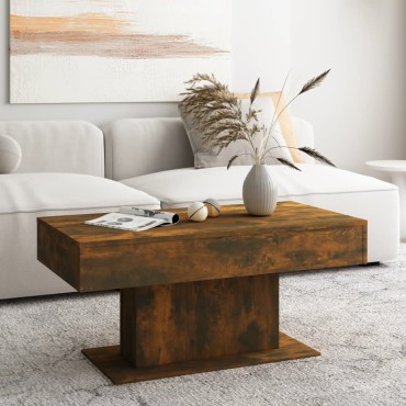 vidaXL Τραπεζάκι Σαλονιού Καπνιστή Δρυς 96x50x45cm από Επεξεργ. Ξύλο 1 τεμ.