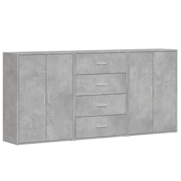 vidaXL Βοηθητικά Ντουλάπια 3 τεμ. Γκρι Σκυρ. 60x31x84cm Επεξ. Ξύλο