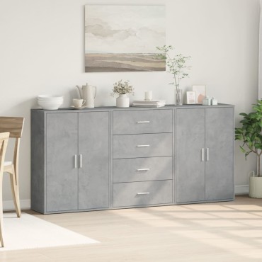vidaXL Βοηθητικά Ντουλάπια 3 τεμ. Γκρι Σκυρ. 60x31x84cm Επεξ. Ξύλο