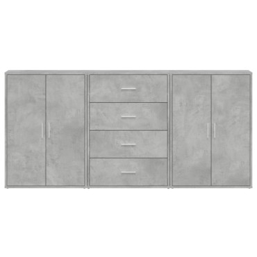 vidaXL Βοηθητικά Ντουλάπια 3 τεμ. Γκρι Σκυρ. 60x31x84cm Επεξ. Ξύλο