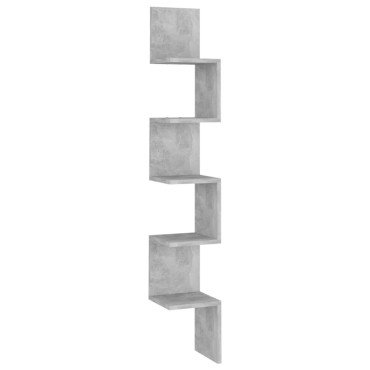 vidaXL Γωνιακή Ραφιέρα Τοίχου Γκρι Σκυρ. 20x20x127,5cm από Επεξ. Ξύλο 1 τεμ.