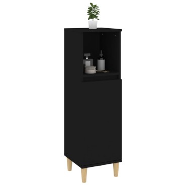 vidaXL Ντουλάπι Μπάνιου Μαύρο 30x30x100cm Επεξεργασμένο Ξύλο