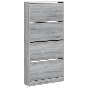 vidaXL Παπουτσοθήκη με 4 Ανακλ. Συρτάρια Γκρι Sonoma 80x21x163,5cm