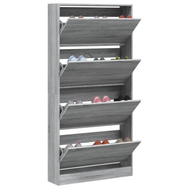 vidaXL Παπουτσοθήκη με 4 Ανακλ. Συρτάρια Γκρι Sonoma 80x21x163,5cm