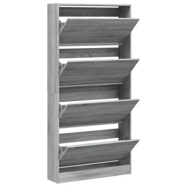 vidaXL Παπουτσοθήκη με 4 Ανακλ. Συρτάρια Γκρι Sonoma 80x21x163,5cm