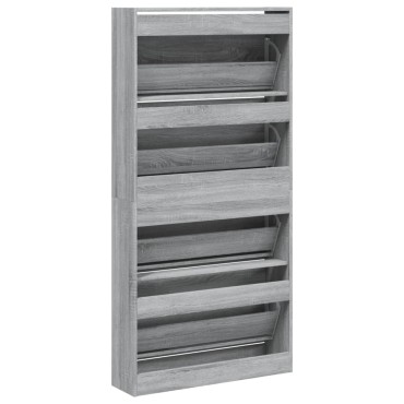 vidaXL Παπουτσοθήκη με 4 Ανακλ. Συρτάρια Γκρι Sonoma 80x21x163,5cm