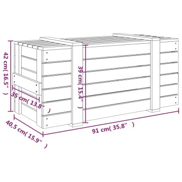 vidaXL Κουτί Αποθήκευσης 91x40,5x42 εκ. από Μασίφ Ξύλο Πεύκου