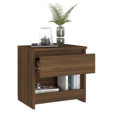 vidaXL Κομοδίνα 2 τεμ. Καφέ Δρυς 40x30x39cm από Επεξεργασμένο Ξύλο