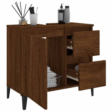 vidaXL Ντουλάπι Μπάνιου Καφέ Δρυς 65x33x60cm Επεξεργασμένο Ξύλο 1 τεμ.