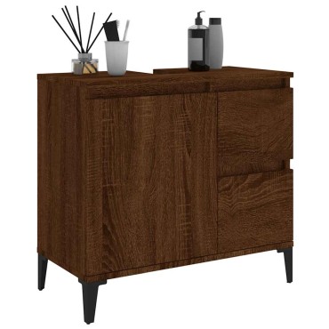 vidaXL Ντουλάπι Μπάνιου Καφέ Δρυς 65x33x60cm Επεξεργασμένο Ξύλο 1 τεμ.