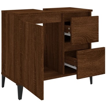 vidaXL Ντουλάπι Μπάνιου Καφέ Δρυς 65x33x60cm Επεξεργασμένο Ξύλο 1 τεμ.