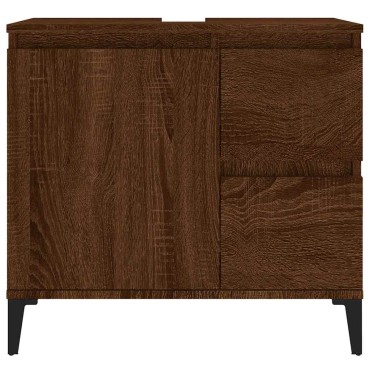 vidaXL Ντουλάπι Μπάνιου Καφέ Δρυς 65x33x60cm Επεξεργασμένο Ξύλο 1 τεμ.