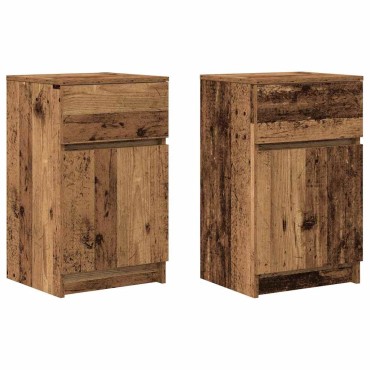 vidaXL Κομοδίνα 2 τεμ. Όψη Παλαιού Ξύλου 39x35x65cm από Επεξ. Ξύλο