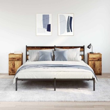 vidaXL Κομοδίνα 2 τεμ. Όψη Παλαιού Ξύλου 39x35x65cm από Επεξ. Ξύλο