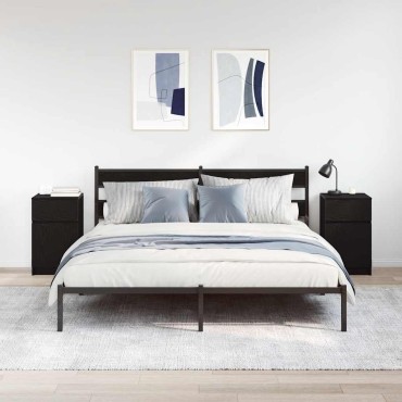vidaXL Κομοδίνα 2 τεμ. Μαύρα 39x35x65cm από Επεξεργασμένο Ξύλο