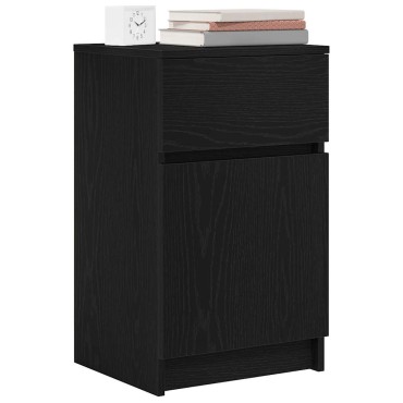 vidaXL Κομοδίνα 2 τεμ. Μαύρα 39x35x65cm από Επεξεργασμένο Ξύλο