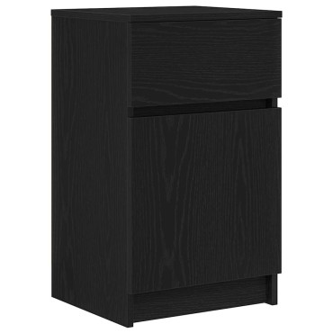 vidaXL Κομοδίνα 2 τεμ. Μαύρα 39x35x65cm από Επεξεργασμένο Ξύλο