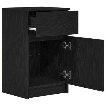 vidaXL Κομοδίνα 2 τεμ. Μαύρα 39x35x65cm από Επεξεργασμένο Ξύλο