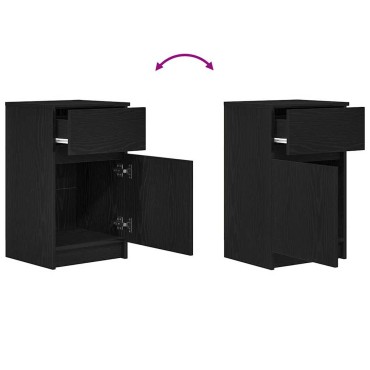 vidaXL Κομοδίνα 2 τεμ. Μαύρα 39x35x65cm από Επεξεργασμένο Ξύλο