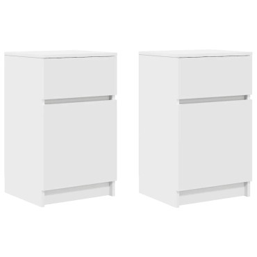 vidaXL Κομοδίνα 2 τεμ. Λευκά 39x35x65cm από Επεξεργασμένο Ξύλο