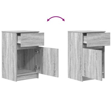 vidaXL Κομοδίνο Γκρι Sonoma 39x35x65cm από Επεξεργασμένο Ξύλο 1 τεμ.