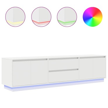 vidaXL Έπιπλο Τηλεόρασης με LED Λευκό 193,5x41x50cm