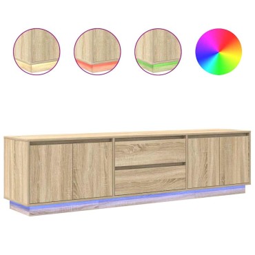 vidaXL Έπιπλο Τηλεόρασης με LED Sonoma Δρυς 193,5x41x50cm