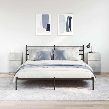 vidaXL Κομοδίνα 2 τεμ. Γκρι Σκυροδέμ. 39x35x65cm από Επεξεργ. Ξύλο
