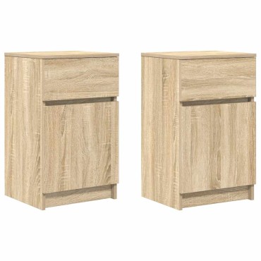 vidaXL Κομοδίνα 2 τεμ. Sonoma Δρυς 39x35x65cm από Επεξεργασμένο Ξύλο