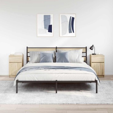 vidaXL Κομοδίνα 2 τεμ. Sonoma Δρυς 39x35x65cm από Επεξεργασμένο Ξύλο