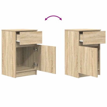 vidaXL Κομοδίνα 2 τεμ. Sonoma Δρυς 39x35x65cm από Επεξεργασμένο Ξύλο