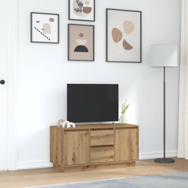 vidaXL Έπιπλο Τηλεόρασης με LED Τεχνίτης βελανιδιά 100x41x50cm