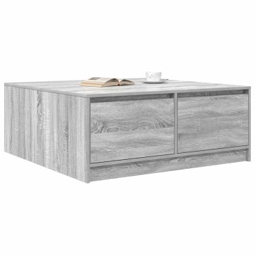 vidaXL Τραπεζάκι σαλονιού με συρτάρια Γκρι Sonoma 100x100x40cm 1 τεμ.