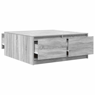 vidaXL Τραπεζάκι σαλονιού με συρτάρια Γκρι Sonoma 100x100x40cm 1 τεμ.