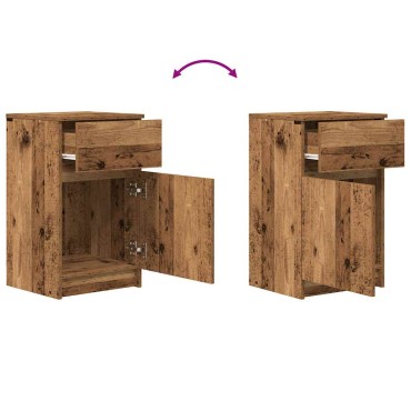 vidaXL ντουλάπι κομοδίνου Παλιό ξύλο 39x35x65cm Κατασκευασμένο ξύλο 1 τεμ.