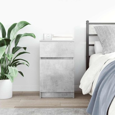 vidaXL Κομοδίνο Γκρι Σκυρ. 39x35x65cm από Επεξεργασμένο Ξύλο 1 τεμ.