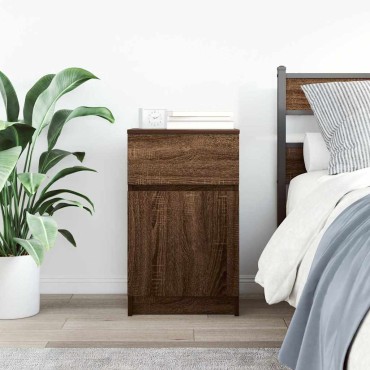 vidaXL Κομοδίνο Καφέ Δρυς 39x35x65cm από Επεξεργασμένο Ξύλο 1 τεμ.