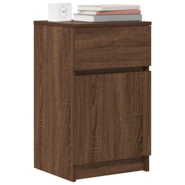 vidaXL Κομοδίνο Καφέ Δρυς 39x35x65cm από Επεξεργασμένο Ξύλο 1 τεμ.