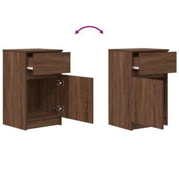 vidaXL Κομοδίνο Καφέ Δρυς 39x35x65cm από Επεξεργασμένο Ξύλο 1 τεμ.