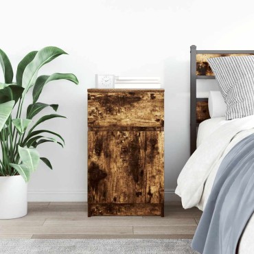 vidaXL Κομοδίνο Καπνιστή Δρυς 39x35x65cm από Επεξεργασμένο Ξύλο 1 τεμ.