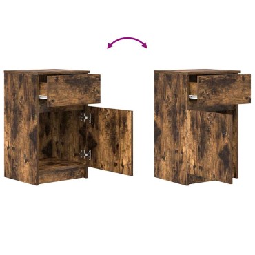 vidaXL Κομοδίνο Καπνιστή Δρυς 39x35x65cm από Επεξεργασμένο Ξύλο 1 τεμ.