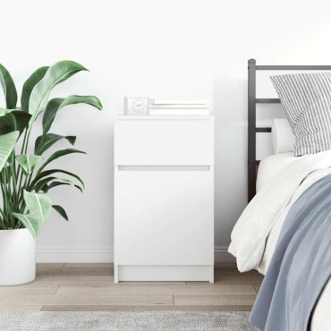 vidaXL Κομοδίνο λευκό 39x35x65cm Κατασκευασμένο ξύλο 1 τεμ.