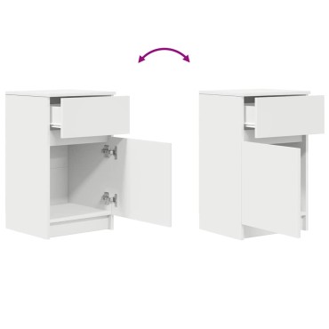 vidaXL Κομοδίνο λευκό 39x35x65cm Κατασκευασμένο ξύλο 1 τεμ.