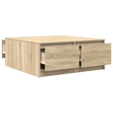 vidaXL Τραπεζάκι σαλονιού με συρτάρια Sonoma Δρυς 100x100x40cm 1 τεμ.