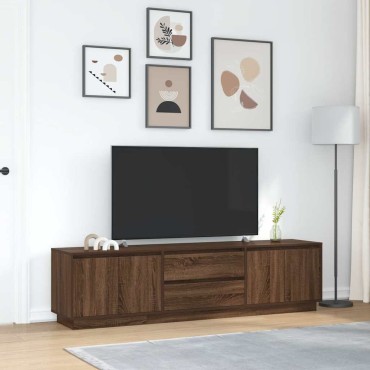vidaXL Έπιπλο Τηλεόρασης με LED Καφέ Δρυς 193,5x41x50cm