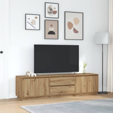 vidaXL Έπιπλο Τηλεόρασης με LED Τεχνίτης βελανιδιά 193,5x41x50cm