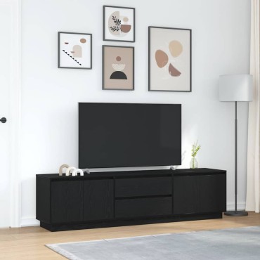 vidaXL Έπιπλο Τηλεόρασης με LED Μαύρη βελανιδιά 193,5x41x50cm