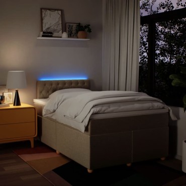 vidaXL Κρεβάτι Boxspring με Στρώμα Κρεμ 120x190cm Υφασμάτινο 1 τεμ. - Μονό