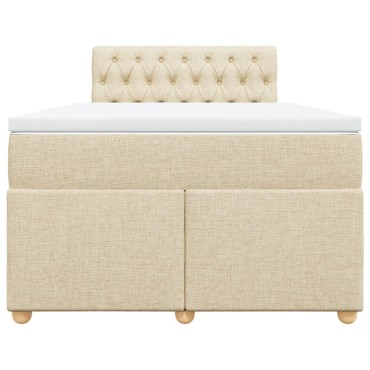 vidaXL Κρεβάτι Boxspring με Στρώμα Κρεμ 120x190cm Υφασμάτινο 1 τεμ. - Μονό